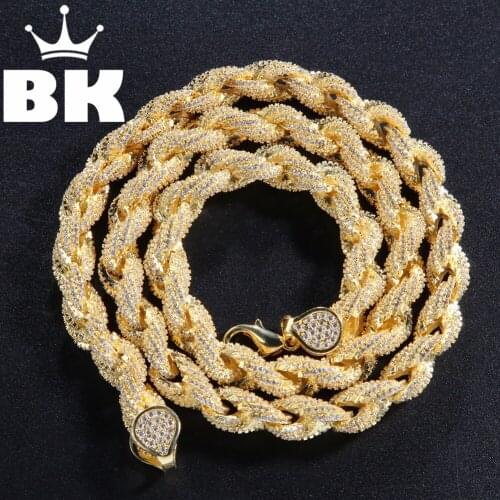 8mm Cubic Zircon Rope Link Necklace Gold silver color Plated Luxury Copper Micro Paved CZ Cuban Chain 16/18/20/22/24inch