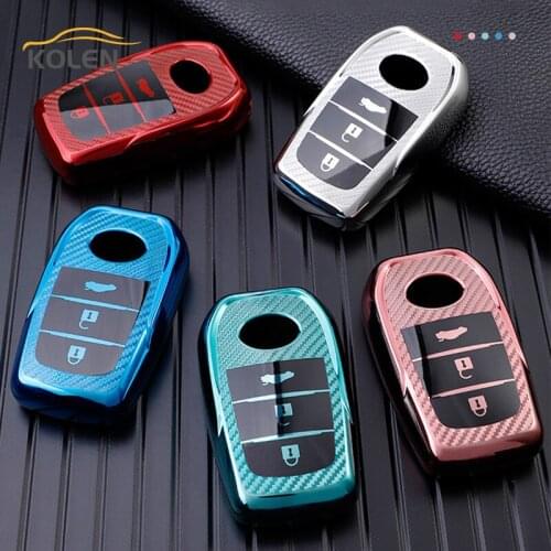 Carbon Fiber TPU Car Smart Key Case Cover For Toyota Corolla Rav4 Auris CHR Camry Crown Land Cruiser 200 Prado Aygo Holder Shell