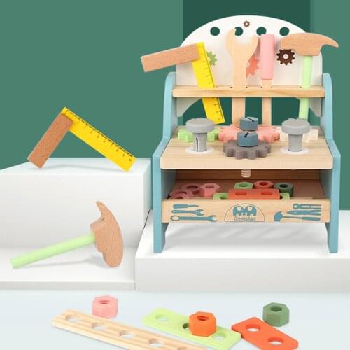Kids Wooden Workbench Tools Set Multicolor Mini Simulation Children Play Toy