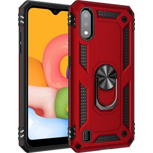 For Samsung A01 Case Cover Armor Silicon Bumper For Samsung Galaxy A01 A 01 SM-A015F A015 A015F Magnetic Ring Holder Stand Cover