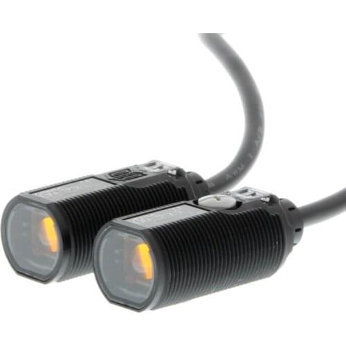 E3FA-TN12 Photoelectric sensor, M18 axial, plastic body, infrared LED, through-beam, 15m, NPN, L-ON/D-ON selectable, 2m cable