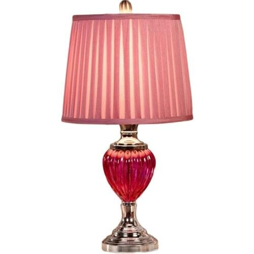 European Romantic Wedding Led Table Lamp Modern Fashion Pink Glass Light Bedroom Bedside Foyer Desk Reading Lamp 1200