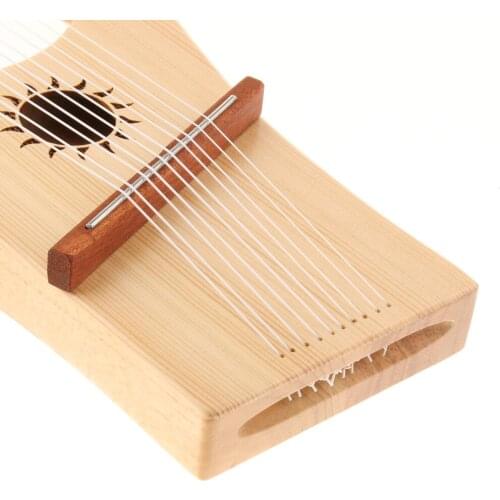 Rubberwood 10-String Lyre Harp for Children Beginners Music Lovers, Wood Color