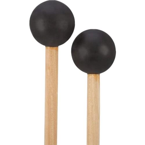 Bell Mallets Glockenspiel Sticks, Rubber Mallet Percussion with Wood Handle, 15 Inch Long (Black)