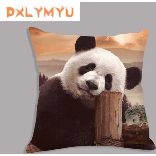 Short Plush Cushion Cover Cute Panda Print Pillow Case Decorative Pillow Cover Sofa Chair Pillowcase 45x45cm Home Decor