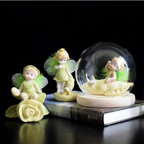 Creative Miniature Angel Flower Fairy Ornament Crafts Ornaments Home decoration Resin Products fairy garden figure Kids Gifts