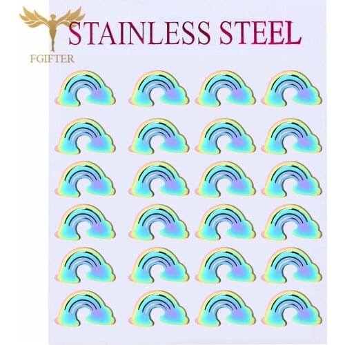 Stainless Steel Anti-allery Cute Rainbow Earrings Baby Girl Accessories Gold Silver Color Sweet Style Small Earrings