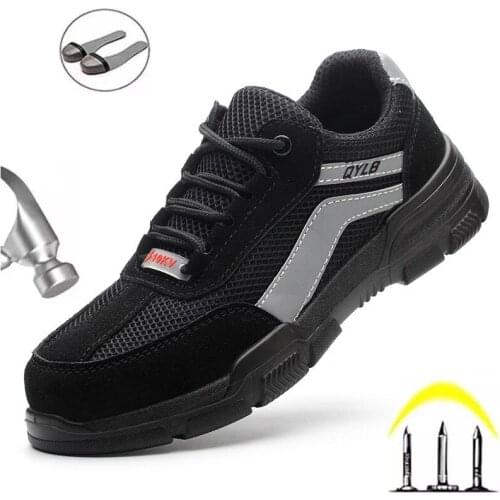 Mens Breathable Anti-smashing Kevlar Anti-strike Work Safety Shoe Steel Toe Cap Non-slip Wear-resistant Outsole Protective Shoe