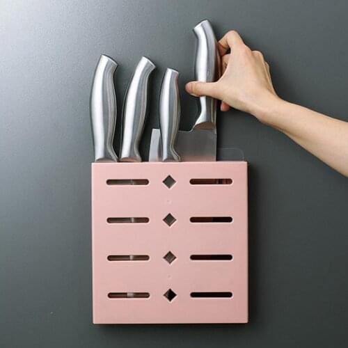 Wall-Mounted Adhesive Drain Knife Rack Holder Storage Container Cutlery Organizer for Kitchen
