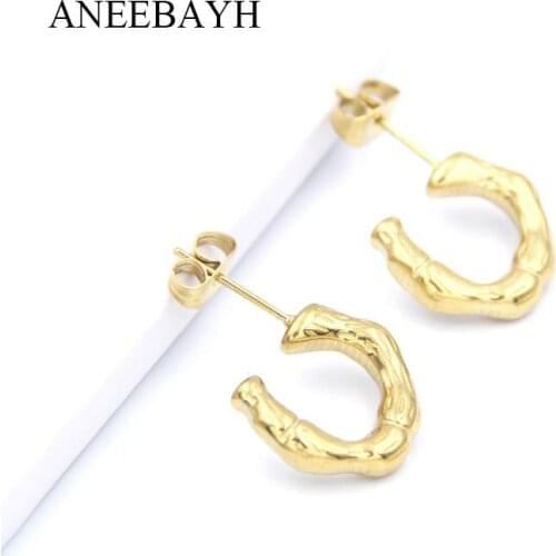 Stainless Steel C Shaped Stud Earrings For Women Minimalist Gold Color Opening Geometric Earrings 2021 Trend Fashion Jewelry