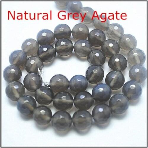 New beads nature stone faceted grey agatee stone beads accesories for charms bracelet making size 4mm 6mm 8mm 10mm 12mm