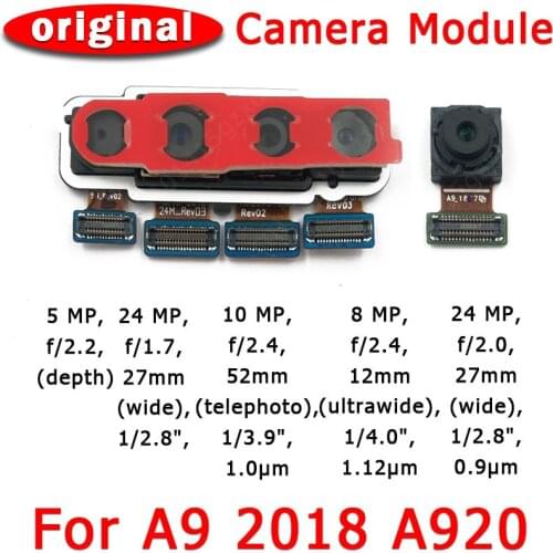 Original Front and Rear Back Camera For Samsung Galaxy A9 2018 A920 Main Facing Camera Module Flex Cable Replacement Spare Parts