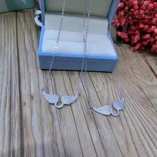 Designer Fashion 925 Sterling Silver Jewelry 3A Cubic Zirconia Wing Necklace