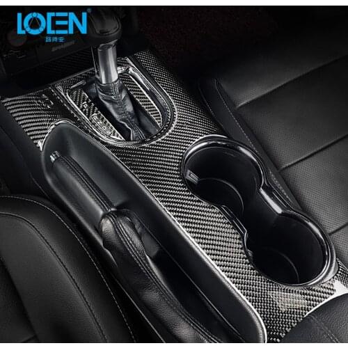 For Ford Mustang Carbon Fiber Control Gear Shift Panel Decorative Cover Sticker Car Styling 2015 2016 2017 Auto Accessories