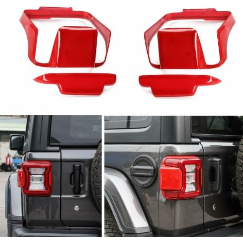 Pair Red Rear Tail Light Lamp Cover Trim Bezel Molding ForJee Wrangler JL 2018