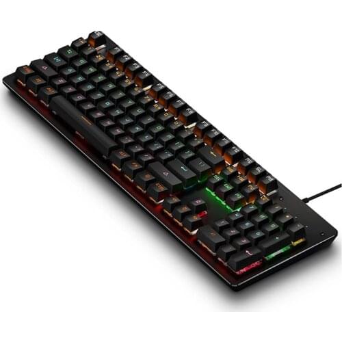 K880 Wired Mechanical Keyboard 104-key PC Gaming Keyboards Green Axis RGB Rainbow Color Backlit for Win XP/7/8/10 MAC 10.2