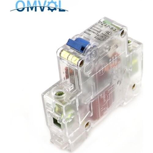 DZ47-63 1P 6A 10A 16A 20A 25A 32A 40A 50A 63A transparent Mini Circuit breaker C45