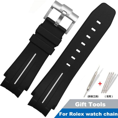 20mm 21mm 22mm Waterproof silicone rubber watch strap is suitable for Rolex single red black green water ghost watch chain