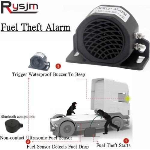 Fuel Theft Alarm With Ultrasonic Non-contact Fuel sensor & Waterproof Buzzer Fuel Steal Detector Protect the Vehicle Oil Tank