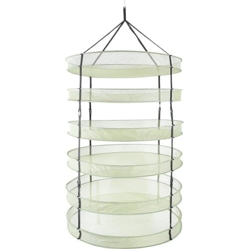 3Ft/ 90cm Diameter 4/6 Layers Herb Drying Rack Net Steel Rings Foldable Hanging Dryer Rack Collapsible Mesh Hydroponic
