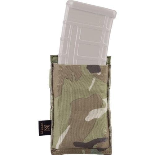 KRYDEX Tactical Single 5.56 Open Top Magazine Carrier High Speed Fast Draw Elastic MOLLE / PALS Rifle Magazine Pouch Multicam