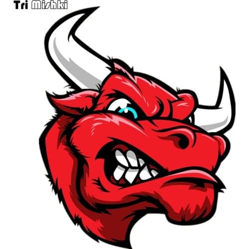 Tri Mishki WCS107 16*13cm angry bull head red car sticker funny colorful car stickers auto automobile decals