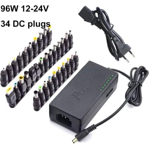 Universal 96W 12V 24V Adjustable power supply Charger 34 connector head battery Adapter For Dell Toshiba Hp Asus Acer Laptops