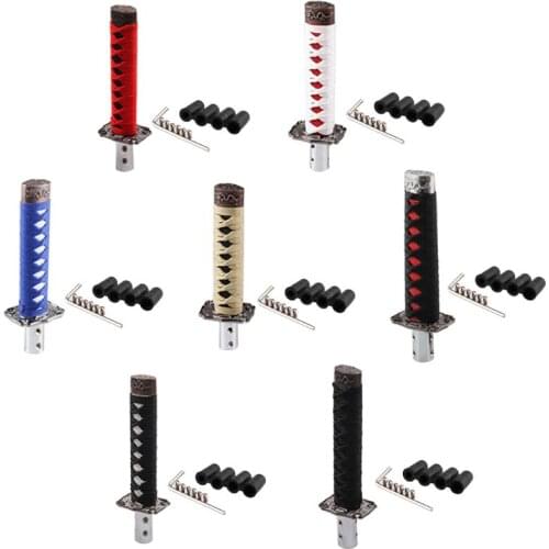 Fashion 1 Set Universal Samurai Sword Vehicle Car Shift Knob Katana Metal Weighted Sport Shifter 4 Adapter Car Accessories