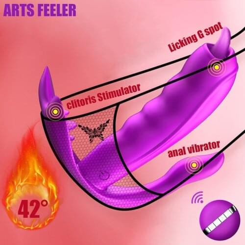 One Key Orgasm Wearable Vibrator Tongue Licking G Spot Stimulator Clitoris Anal Massage Heating Dildo Vibrator Sex Toy For Women