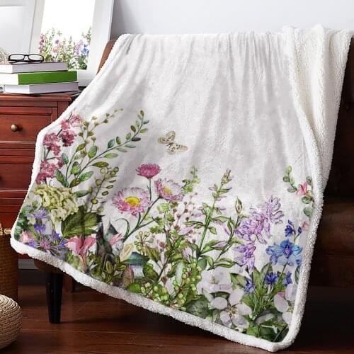Vintage Watercolor Herb Throw Blanket Soft Fleece Blankets Winter Blanket Portable Picnic Blankets Bedclothes