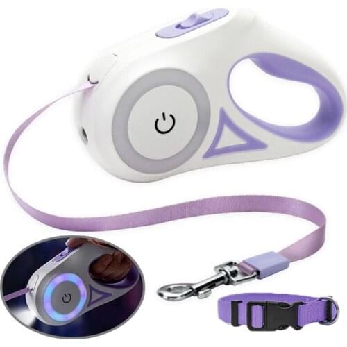 5M Dog Leash Collar Wiht LED Touch Light Automatic Retractable Pet Traction Rope For Small Medium Dogs Outing Pets Supplies