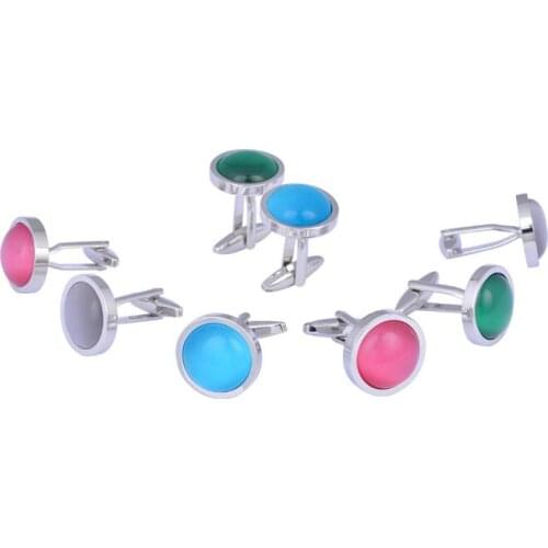10pairs/lot Elegant Opal Cufflinks Cat Eye Cuff Links Shirt Cuff Buttons 4 Colors Mens Jewelry Accessory Fashion Gift Mixorder