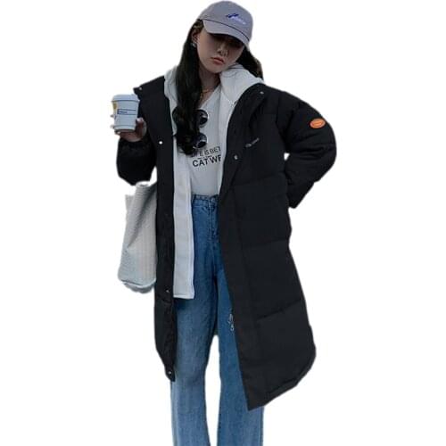 Long Winter Jacket Women Solid Thick Zipper Loose Korean Style Ladies Casual Parkas Long Sleeve Pockets Coats for Female 2021