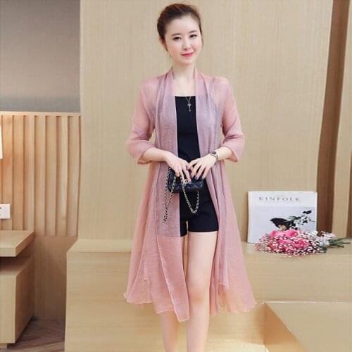 2020 Summer Shirt Jacket Women New Large Size Cardigan Outside Beach Sunscreen Clothing Female Long Chiffon Shawl Thin Coat K144