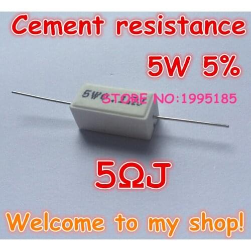 10pcs/lot 5W 5% 5R J 5.0R 5 Ohm Ceramic Cement Power Resistor