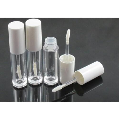 100pcs Plastic 5ML Eyeliner Eyelash Growth Tubes Clear Lip Gloss Tubes Lip Balm Bottle With White Lid Cosmetic Containers SN103