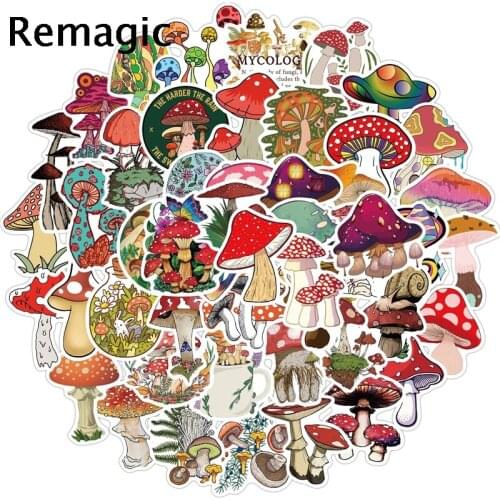 50pcs Cartoon colorful mushroom Cartoon Animation Sticker ForComputer Motorcycle Skateboard Guitar Toy Game Machine Children