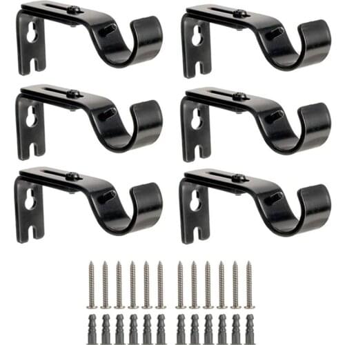 6 Pieces Curtain Rod Brackets Adjustable Curtain Brackets Valance Support Holders Curtain Rod Holder with Screws