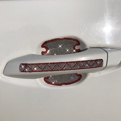 8Pcs/Set Fashion Diamond Car Door Bowl Sticker Door Handle Protective Film Universal Car Protector Car Exterior Accessories