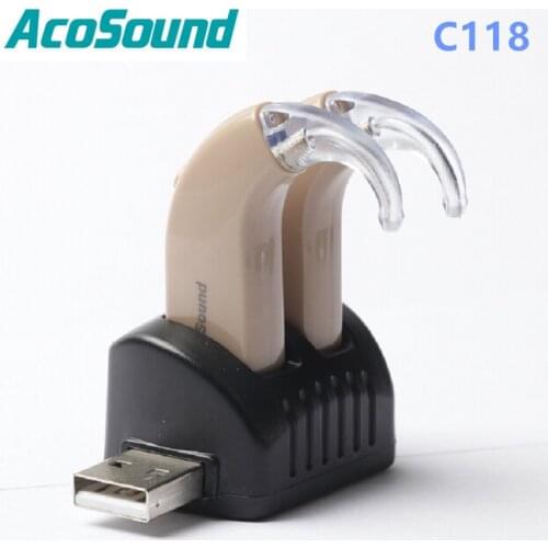 Acosound USB Rechargeable Hearing Aid 1 Pair cheap powerful Sound Amplifier For The Elderly Portable BTE Deaf Ear Care