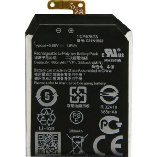 Battery for Asus ZenWatch 2 WI502Q Watch ZenWatch2 New Li polymer Rechargeable Replacement 0B200-01760100 C11N1541 3.7V 270mAh