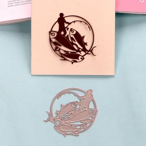 DUOFEN METAL CUTTING DIES fishing man boat embossing stencil DIY Scrapbook Paper Album 2019 new