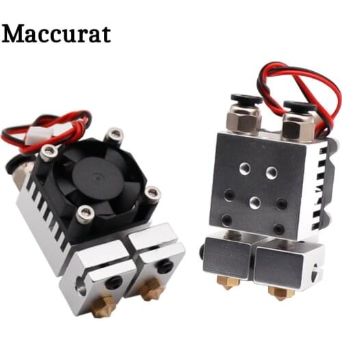 Double Head 2 in 2 out J-Head Long distance Bowden Extruder Extrusion 3D printer Parts Hot End All Metal Heat Sink 1.75mm 0.4mm