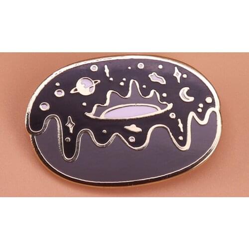 Dark matter donut enamel pin mysterious universe galaxy brooch sprinkles dessert badge space pins astronomy jewelry novelty gift