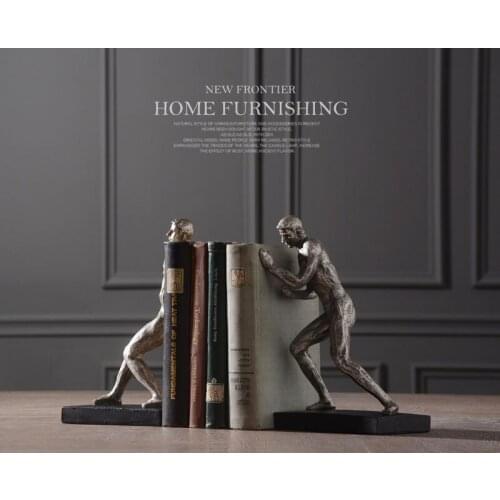 MODERN VINTAGE ART RESIN FIGURINE GYMNASTIC MEN SCULPTURE BOOK HOLDER HOME SHOWPIECE ANTIQUE CREATIVE STATUE DECORATION BOOKENDS