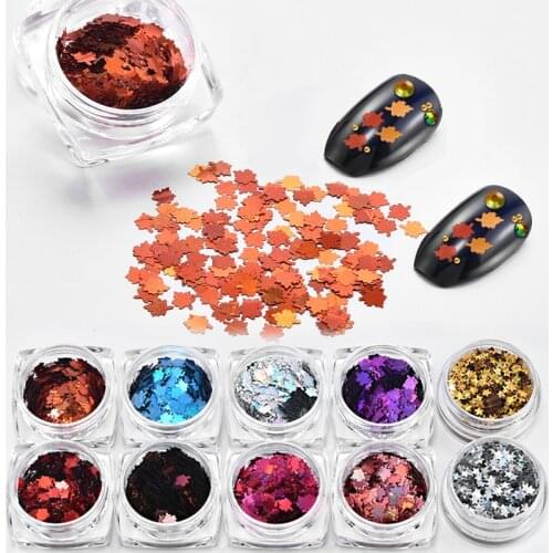 Holographic Chameleon Laser Multicolor Sequins Nail Art Glitter Flakes Maple UV Gel Polish Tool Christmas Nail Decor Manicure