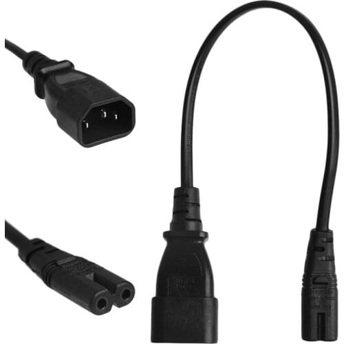 IEC 3-Pin Kettle C14 Male To C7 Female Converter Adapter Cable For PDU UPS 30CM