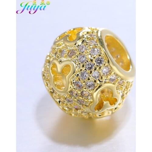 Juya DIY Gold 4.5mm Big Hole Hollow Charm Beads Animal Pattern Charm Beads Fit Panora Charm Bracelet Making