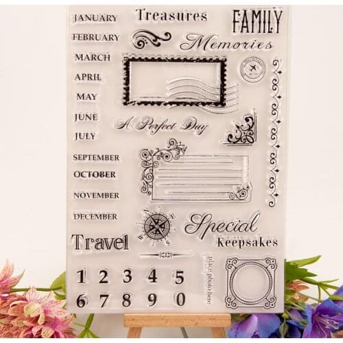 Month Calendar Clear Stamp Transparent Seal for DIY Scrapbooking Card Making Clear Silicone Stamp Photo Album Decor