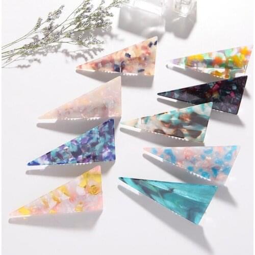 Korea Fresh Top Clip Elegant Ladies Headdress Acetate Marble Triangle Hairpin Hair Accessories